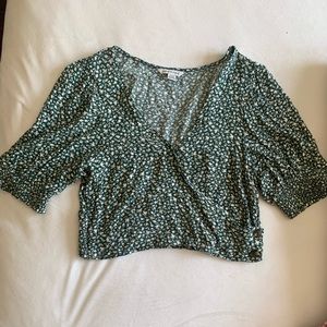 Green cropped blouse